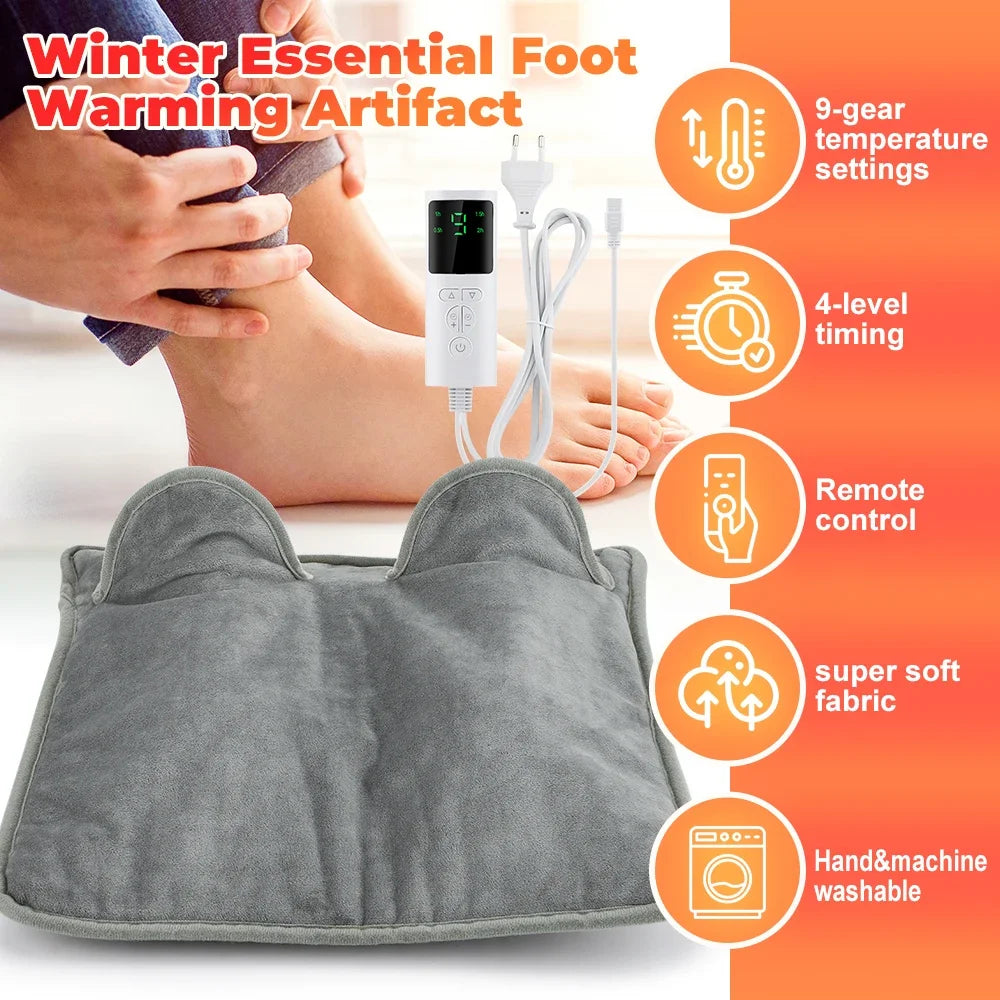 Electric Heated Foot Warmer Pad – 9 Heat Settings, Washable