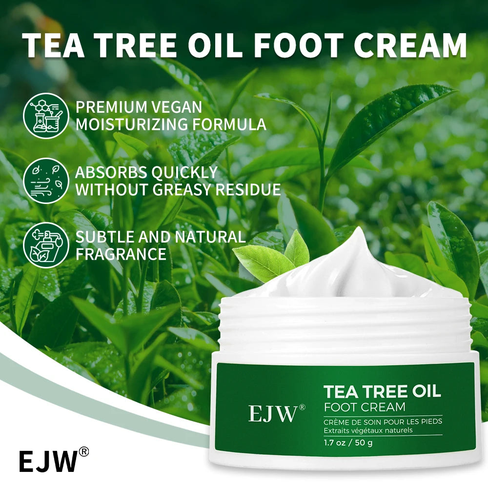 Tea Tree Oil Foot Cream, Warming Cream - Calluses, Dry Cracked Feet, Hands, Heels, Elbow -Softens & Moisturizes Skin, Foot Balm Oasis Select