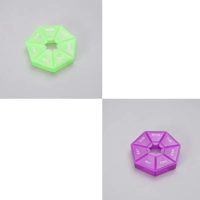 1/2/3Pcs A Week 7 Corners Pill Box Round 7 Boxes For One Week Small Pill Box Mini 7 Days Portable Points Medicine Jewelry Box Oasis Select 2pcs-mix 6