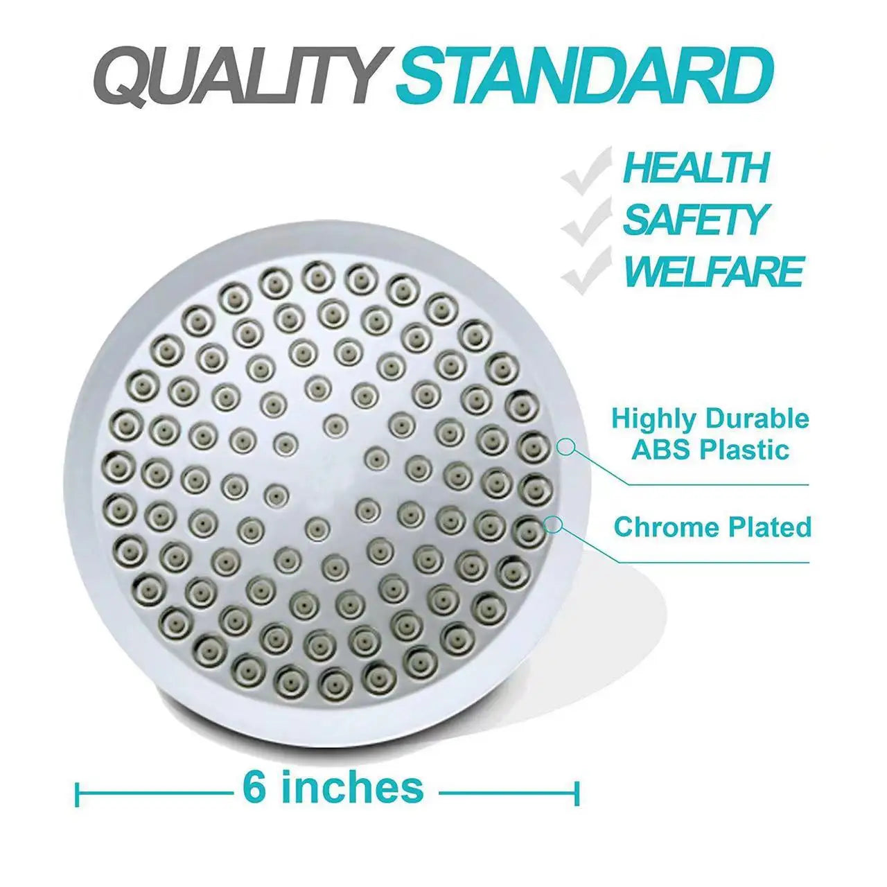 6-Inch Round Electroplated Shower Head Set with Extension Rod