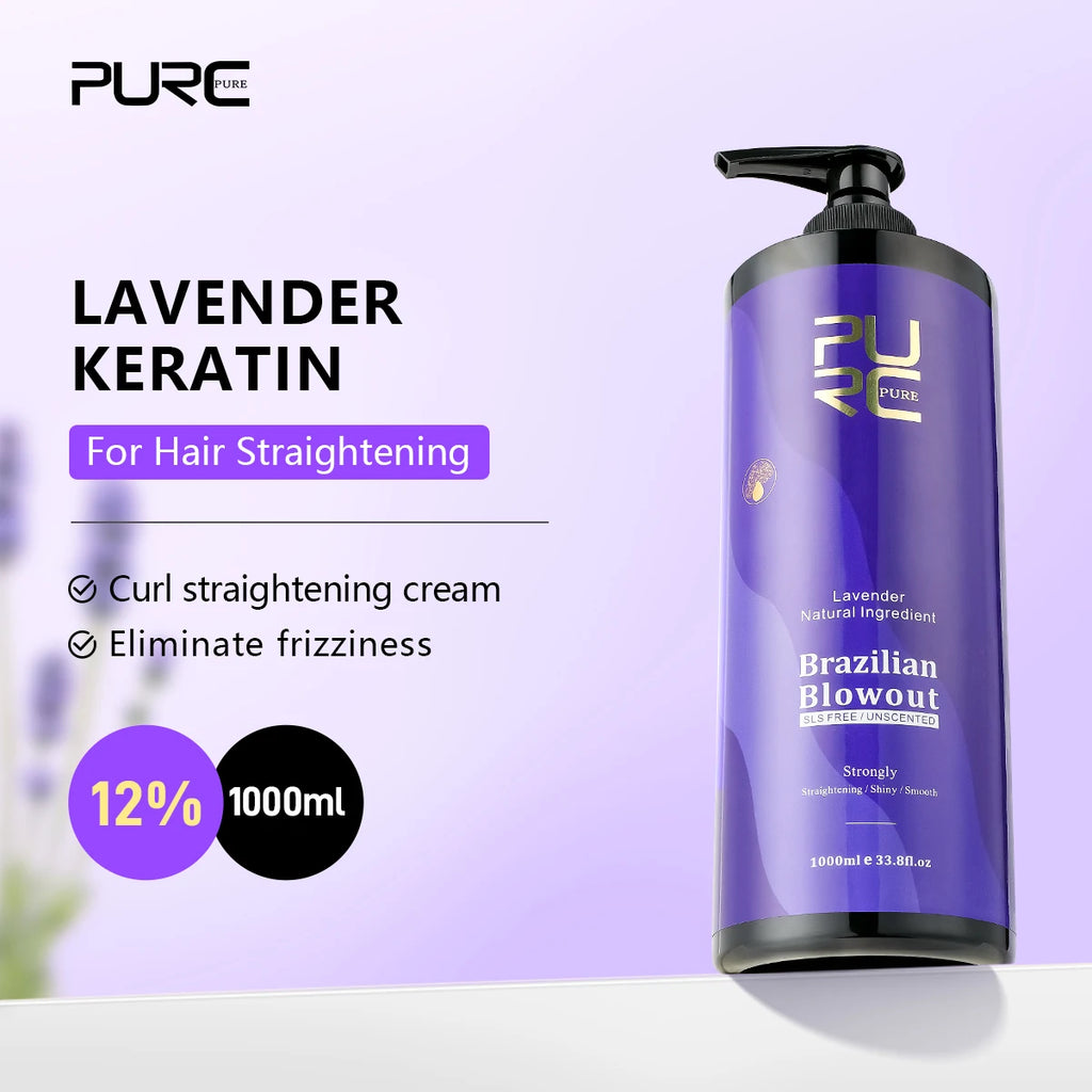 PURC Keratin Straightening Treatment Brazilian Keratin Hairs Treatment Curly Repair Smoothing Hair Care Lavender Salon Products Oasis Select