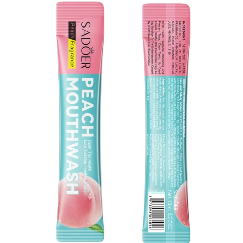 Peach Mouthwash Sticks 20-Pack – Fresh Breath Travel Rinse Travel Mouthwash Oasis Select
