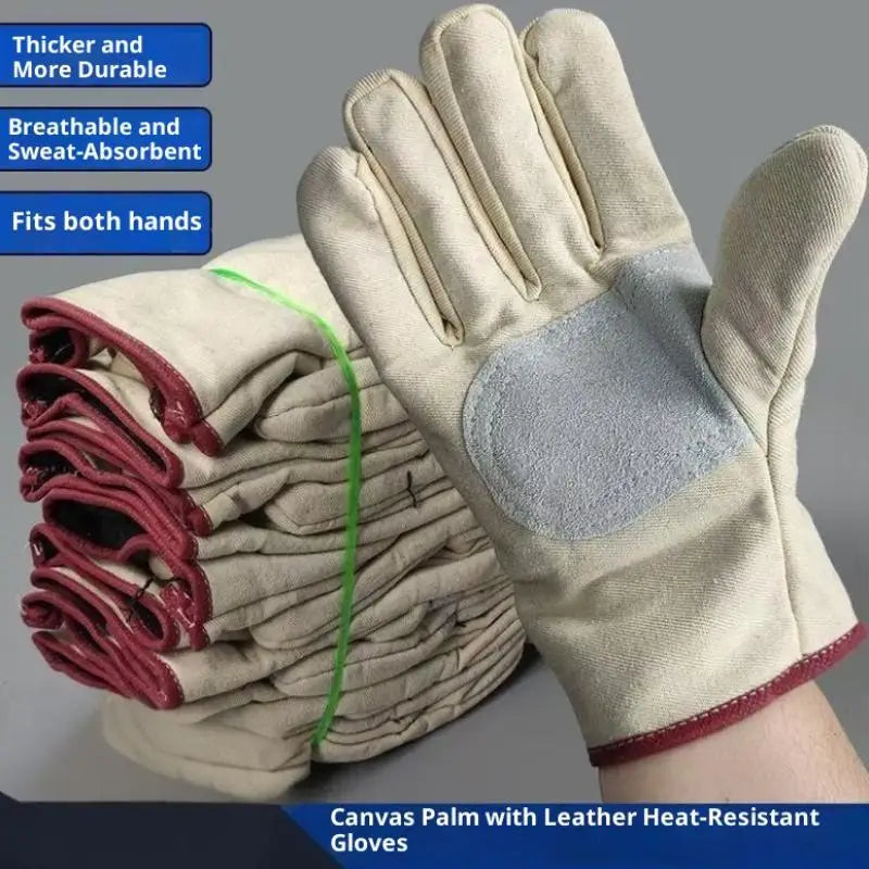 Canvas Gloves Wear-resistant Welder Maintenance Canvas Gloves Double Thickened Protective Labor Protection Gloves Canvas Gloves Oasis Select