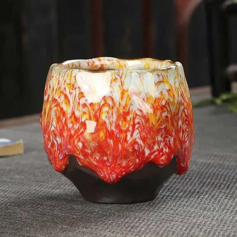 Japanese Coarse Ceramic Coffee Cup Handmade Tea Cup Kungfu Tea Cup Household Water Cup Oasis Select Red Zen Cup