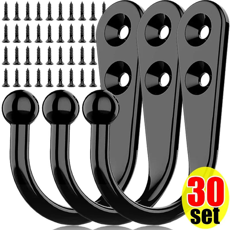 30pcs/set Heavy Duty Metal Wall Hooks with Screws, Garage Garden Storage Hanger for Tools Coats, Wall Mounted Alloy Hook,Gancho Oasis Select