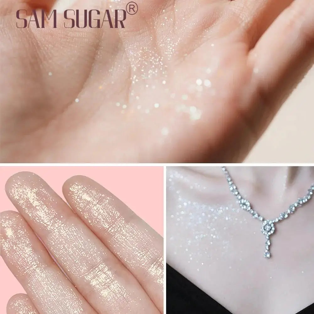 SAM SUGAR Pink Peach Shimmer Highlighter Powder Puff | Face & Body