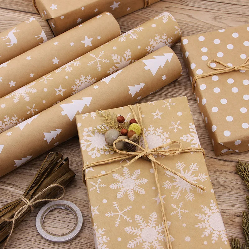 Christmas Gift Wrapping Paper with Snowflake Tree Pattern Paper Roll 16.9"x590" Eco-Friendly Paper Material for Holiday Presents Oasis Select