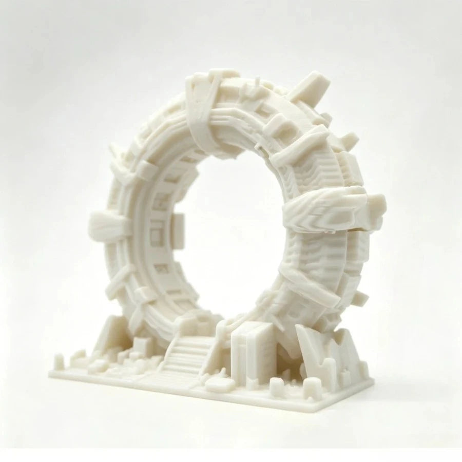 Ancient Ruin Portal Diorama Base - Weathered Stone Stargate Terrain, Tabletop Wargaming Portal Scenery Miniature Oasis Select white