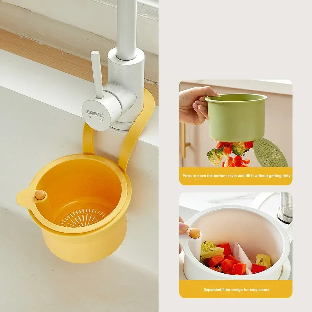 Portable Push-type Kitchen Sink Filter Basket Separate Drain Bowl Filter Basket Anti-leakage Anti-leakage Sink Storage Rack Oasis Select Yellow