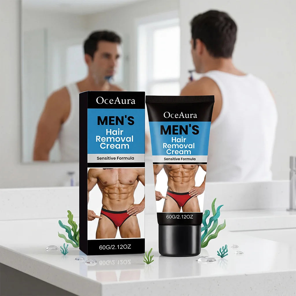 Mens Depilatory Cream No Irritation Fast Hair Remover For Whole Body Sensitive Skin Remove Thick Male Hair Long Lasting Smooth Oasis Select