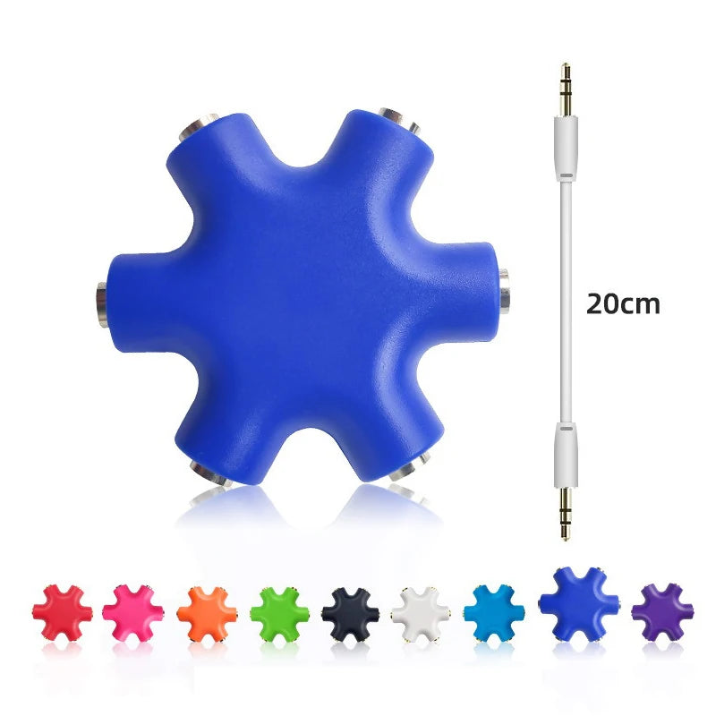 3.5mm Audio Splitter 1 Male to 5 Female Headphone Jack Adapter
