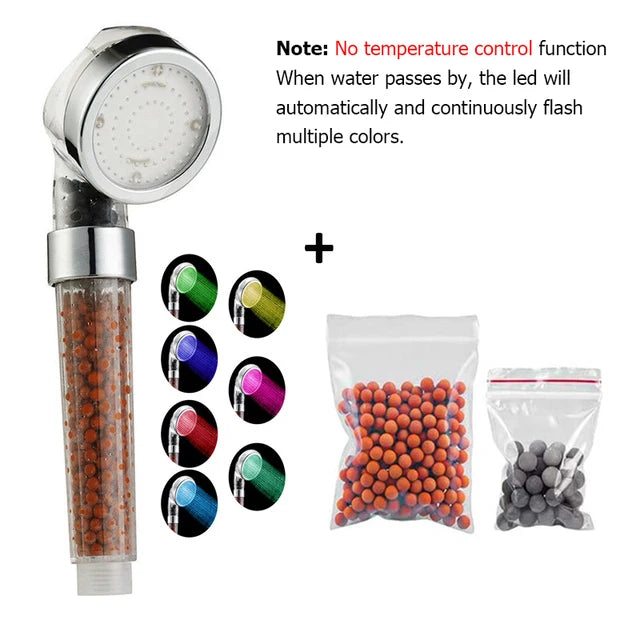 New Temperature Control 3/7 Color Changing LED Anion SPA Shower Head Water Saving Handheld Bathroom Home Innovative Accessories Oasis Select No Temperature Set
