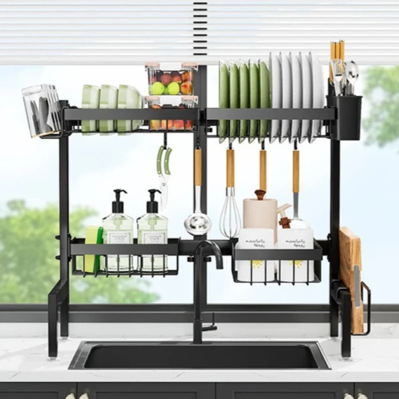 Kitchen Shelf Sink Bowl Rack Tableware Drain Rack Multifunctional Household Dishwasher Kitchen Utensils Dish Storage Rack Oasis Select