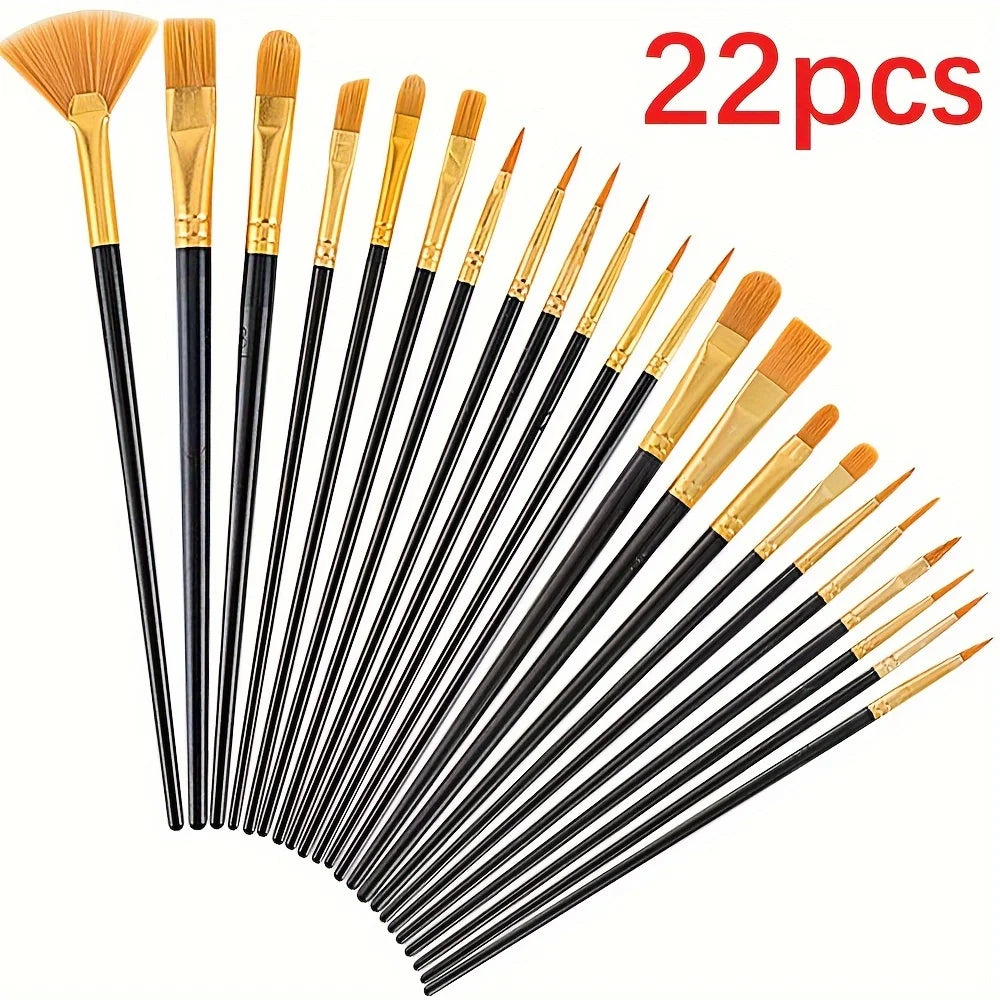 22/12/10 pcs Brush Set Plastic brush for acrylic, watercolor, oil painting for canvas, fabric and paper crafts painting supplies Oasis Select 22pcs