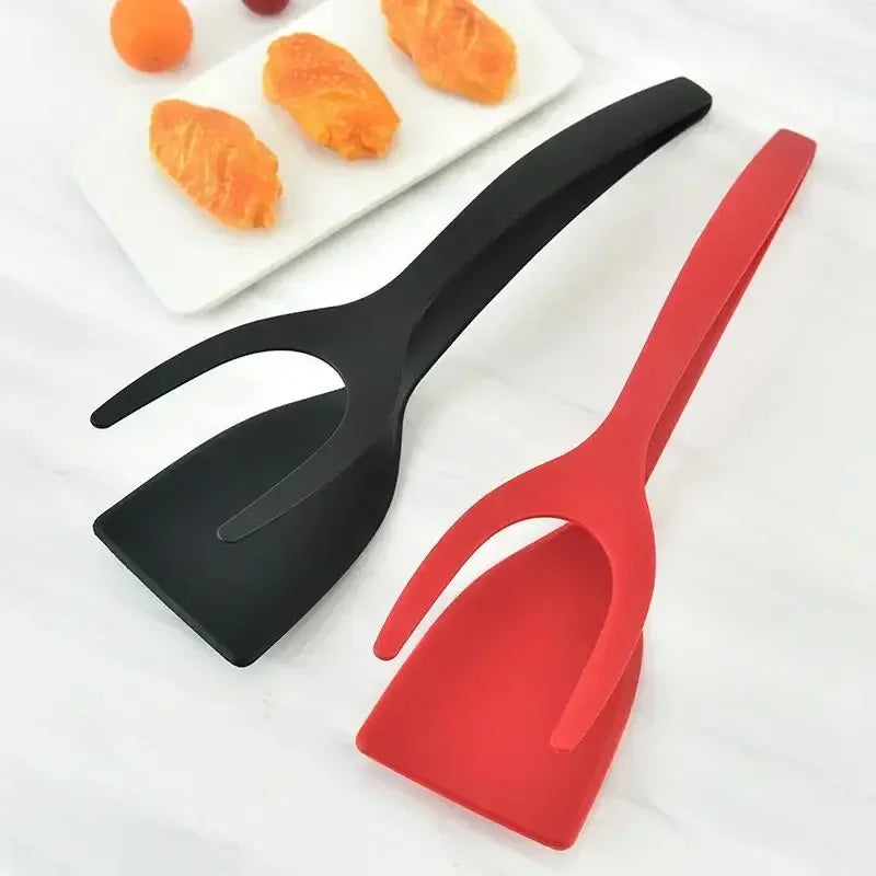 2 in 1 Shovel Clip Silicone Grip Flip Tongs Egg Steak Spatula Tongs Clamp Pancake Fried Turners Cooking Tool Kitchen Accessories Oasis Select