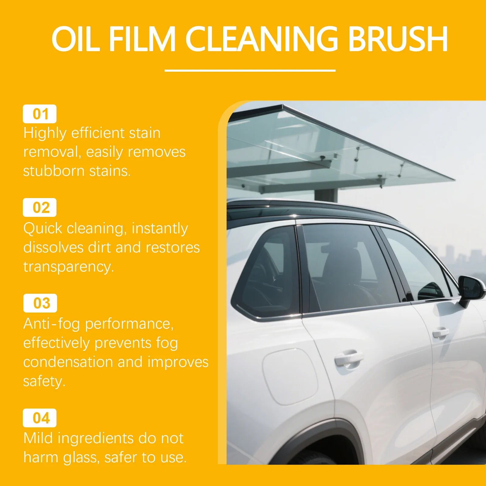 Automotive Oil Film Cleaning Brush Car Glass Window Wipe Anti-Rain Fog Front Function Maintenance Inside Windshield Home Sponge Oasis Select
