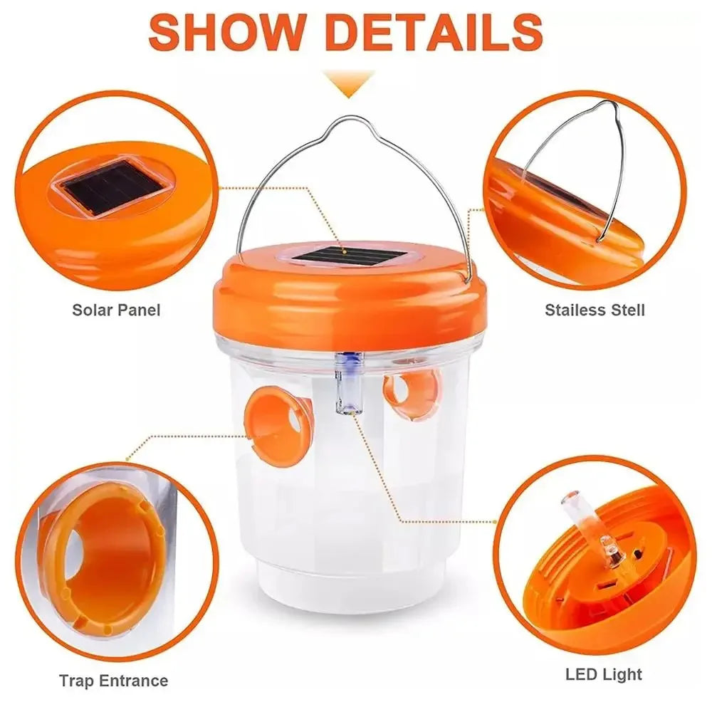 Solar Powered LED Insect Killer Mosquito Zapper Outdoor Hanging Trap Safe Non-Toxic Reusable Lamp Light Trap Pest Control Light Oasis Select