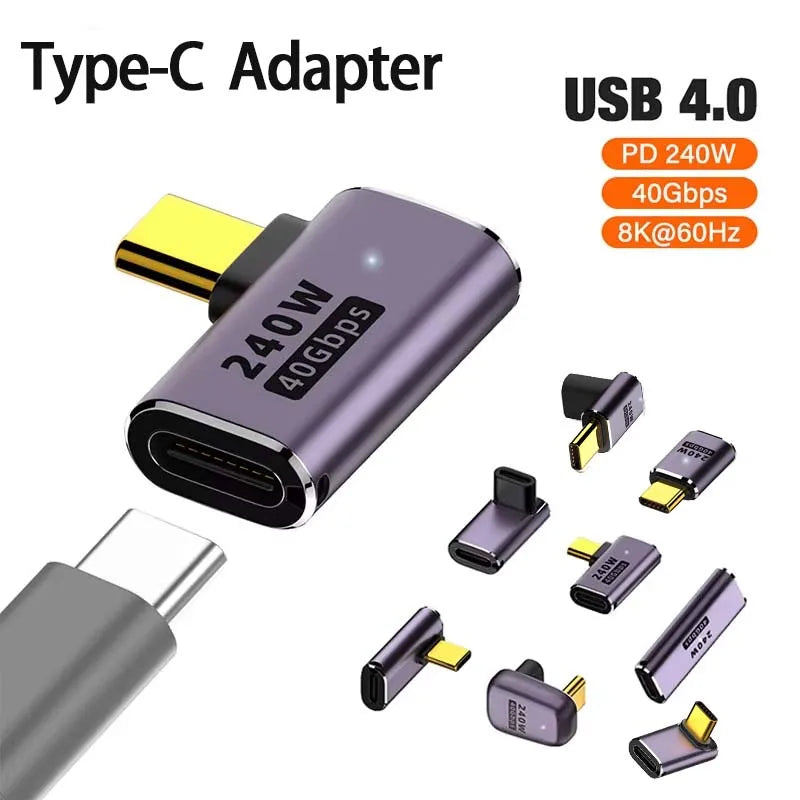 USB4.0 Type-C OTG Adapter 240W 40Gbps 8K 90/180° Elbow USB-C OTG Adapter Oasis Select