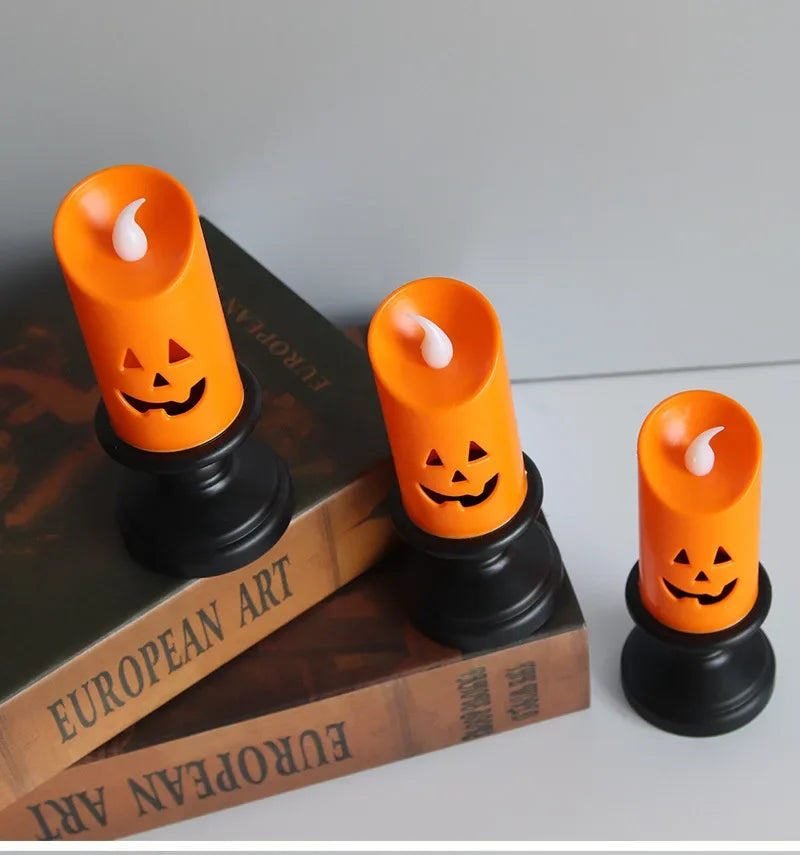 Halloween Decoration Jack-o '-lantern LED Candlestick Table Decoration Site Layout Props Halloween Candle Light Oasis Select