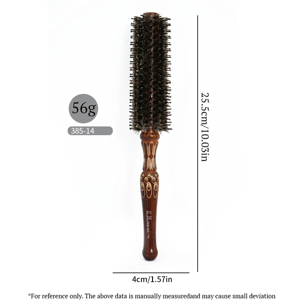 Wooden Round Hair Brush – Anti-Static Boar Bristle Styling Tool Round Hair Brush Oasis Select 385-14