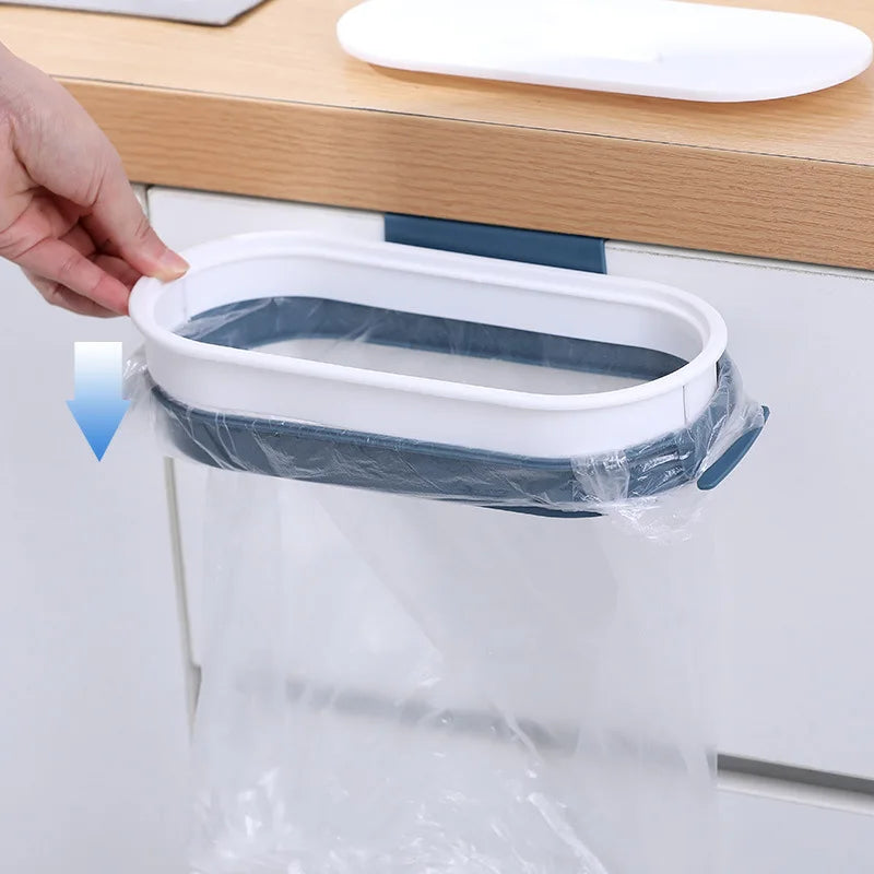 Portable Plastic Garbage Hanging Bag Kitchen Trash Storage Rack Bag Hook Scouring Pad Dry Shelf Holder Kitchen Organzier Oasis Select