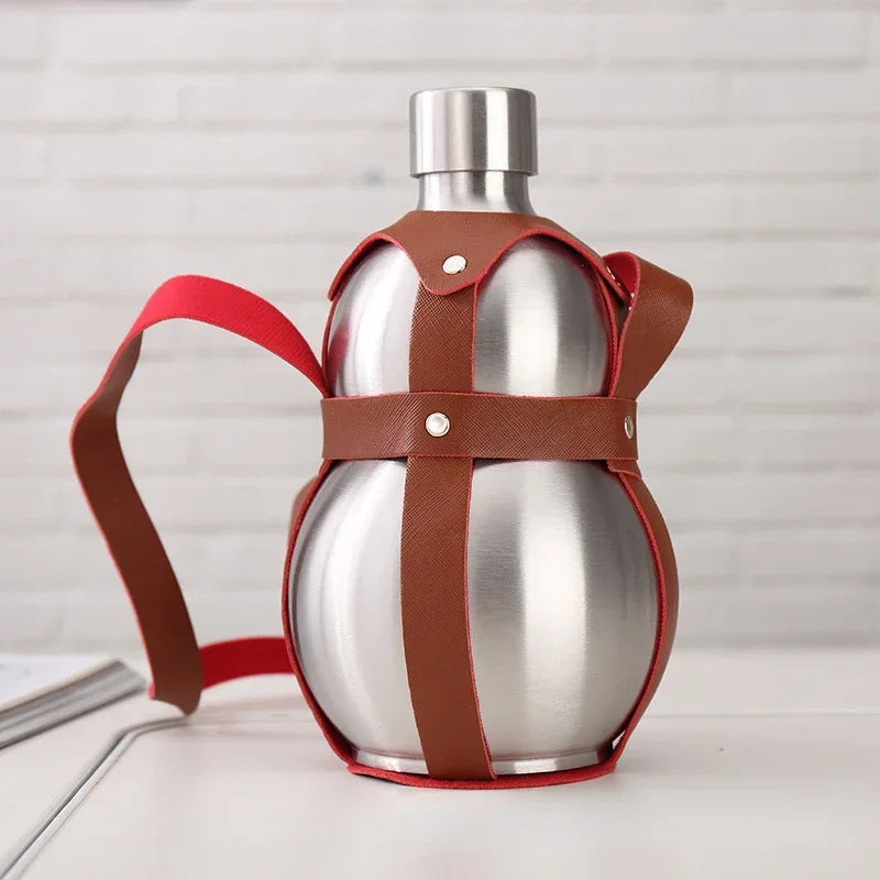 Portable Hip Flask Wine Jug Gourd Bottle, 500ml 1500ml 2500ml Water Stainless Steel for Outdoor Boating Bday Accessories Gift Oasis Select 1500ml
