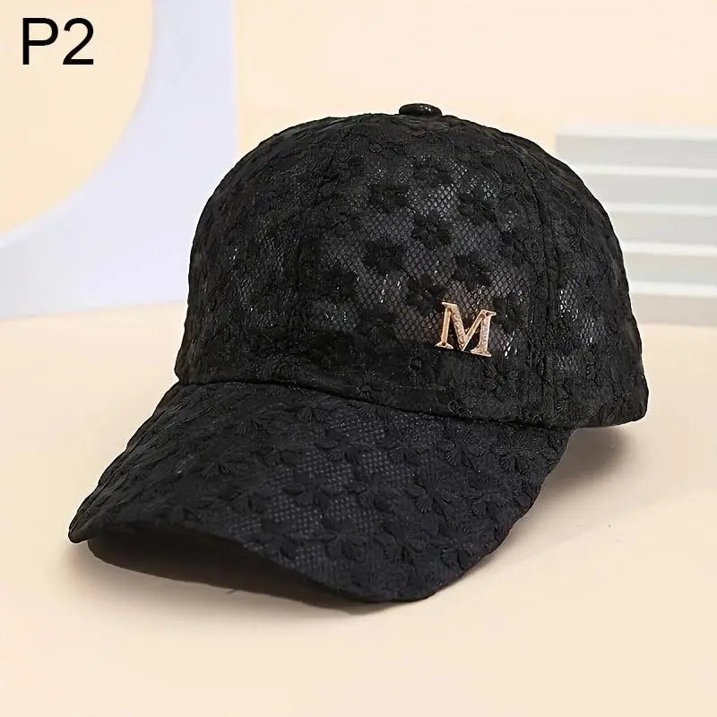 Lace Flower Baseball Cap for Women Adjustable Hollow Thin Summer Hat Breathable Sun Protection for Outdoor Sports Travel Oasis Select 2