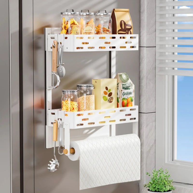 Magnetic refrigerator shelf Wall hanging No punching Refrigerator side hanger Folding kitchen roll paper rack Magnetic fragrance Oasis Select