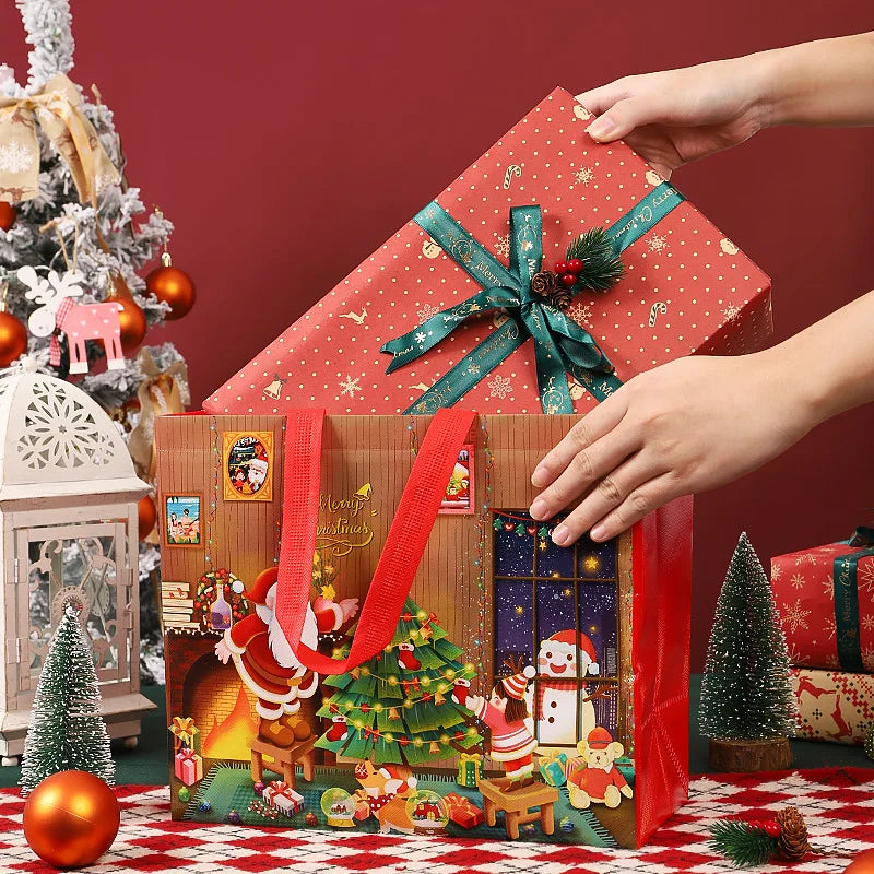 Christmas Non-Woven Gift Bag | Snowman & Xmas Tree Tote