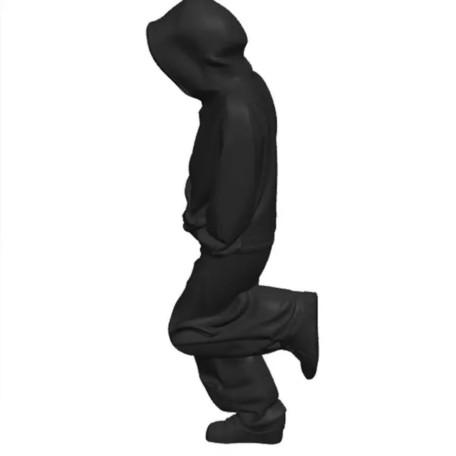 Modern Hooded Figure Sculpture Abstract Art Statue Minimalist Statue Home Living Room Collectible Ornament Desk Decoration Oasis Select black