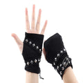 Wasteland Style Fashion Dopamine Black Abi Sleeve Set Women's Half Cut Open Finger Gloves Metal Buckle Dark Punk Ins Oasis Select Rivet style One Size