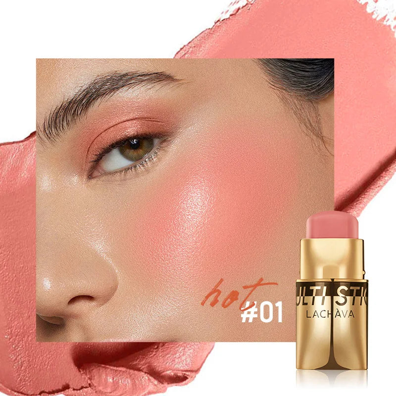 QiBest 3-in-1 Waterproof Blush Stick – Lips, Face & Eyes Multi-Use Blush Stick Oasis Select 01