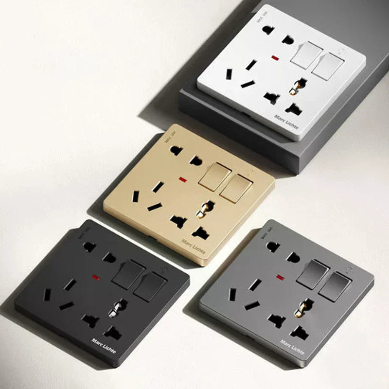 Universal Wall 86 Type Multifunctional Eight-Hole 5pin Power Plug Two Or Three Plugs With 1Gang Switch Control Socket Oasis Select