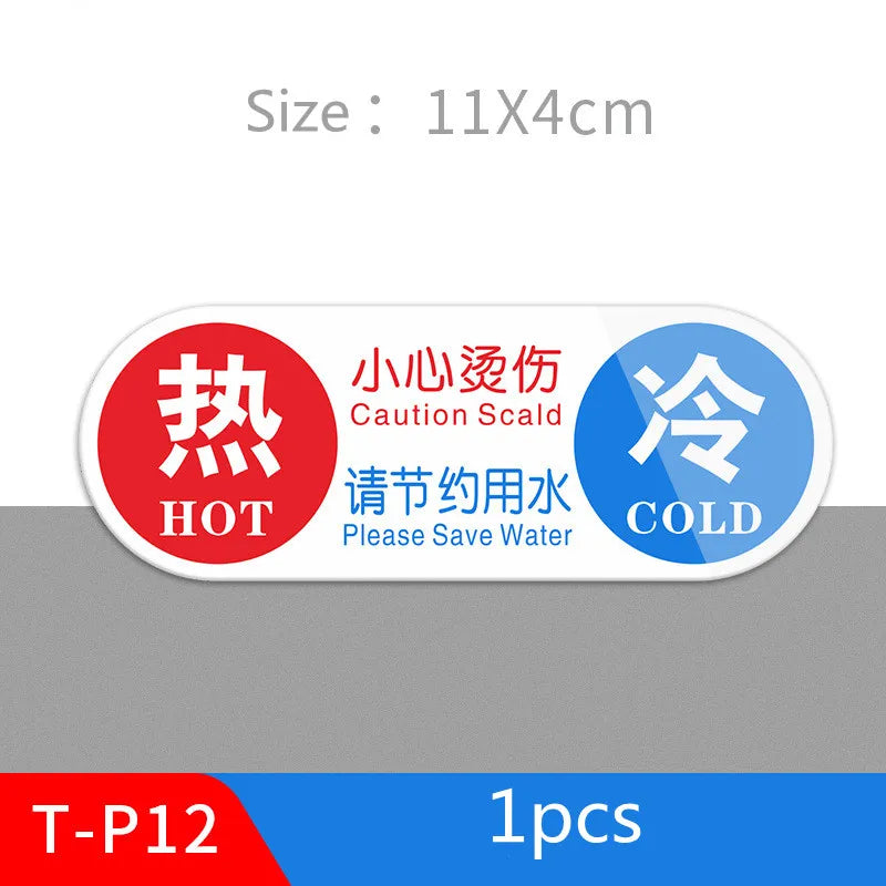 Hot and Cold Signs Round Universal Easy to Use Sticker Self-adhesion Water Signs Label for Kitchen Bathroom Faucets Sink Oasis Select T-P12