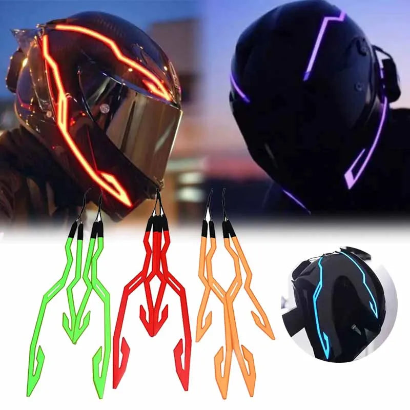 New Motorcycle Helmet Light 4 in 1 EL Light 3 Mode Led Helmet Light Night Riding Signal Helmet Strip Decoration Accessories Kit Oasis Select