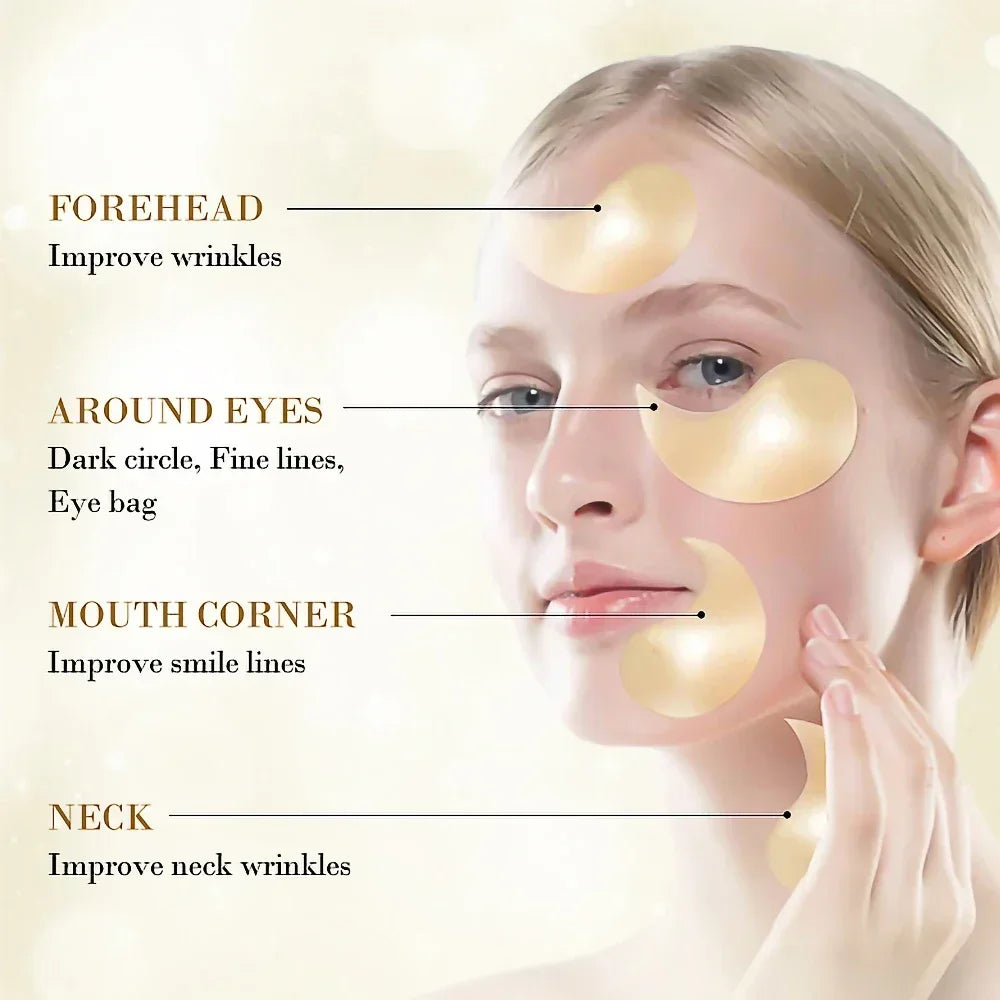 24K Gold Collagen Eye Mask – Hyaluronic Acid, 60 Patches