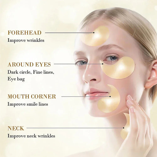 24K Gold Collagen Eye Mask – Hyaluronic Acid, 60 Patches Collagen Eye Patches Oasis Select