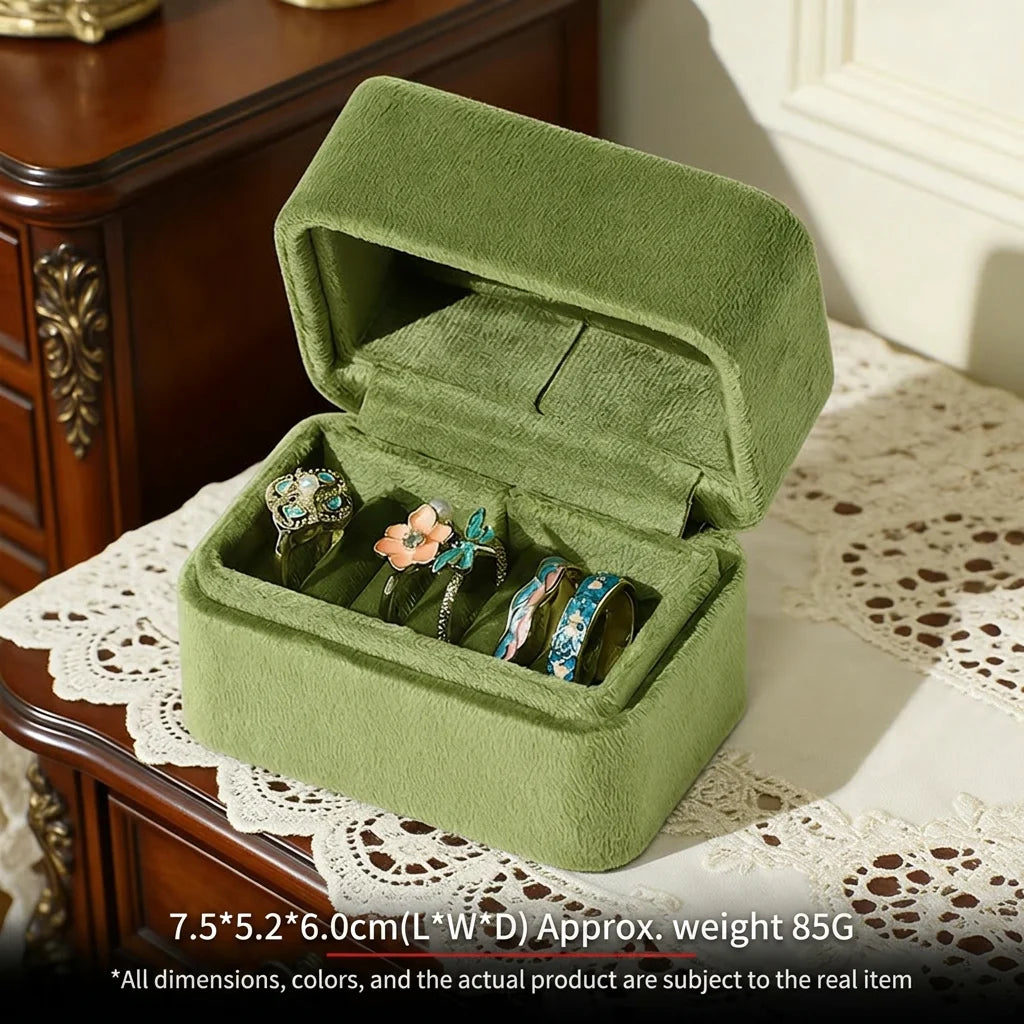 Portable Earrings Box Soft Velvet Jewelry Box Multi-Slot Ring Holder Compact Jewelry Storage Box For Special Occasion Gift Oasis Select Green