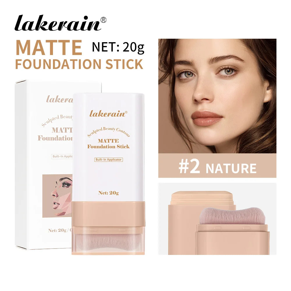 Lakerain Matte Foundation Stick Powerful Coverage Brighten Skin Tone Not Easy Melt Lightweight Smooth Texture Foundation Stick Oasis Select Nature
