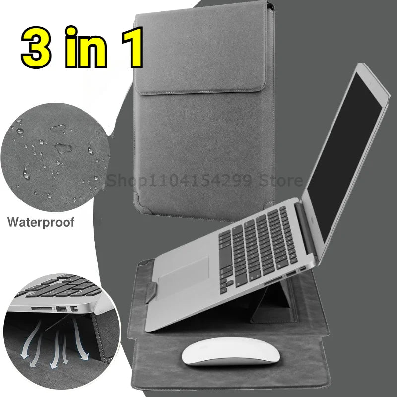Laptop Sleeve Case 13 14 15 15.6 16Inch For Huawei HP DELL Bag For Macbook Air Pro 13 13.6 M4 Notebook Case with stand Men Women