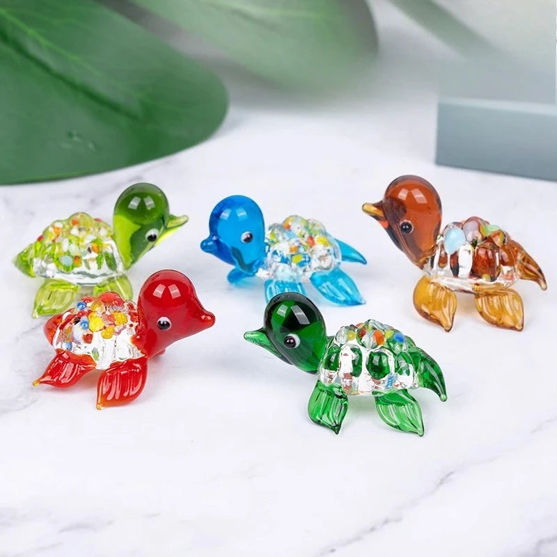 Cute Glass Turtle Miniature Figurine Japan Style Cartoon Sea Animal Ornaments Aquarium Fish Tank Kawaii Decor Accessories Oasis Select