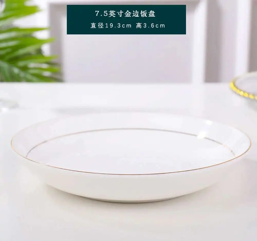 Bone China Gold Border Vegetable Deep Plate Ceramic Tableware Dining Plate Oasis Select 7.5in Plate