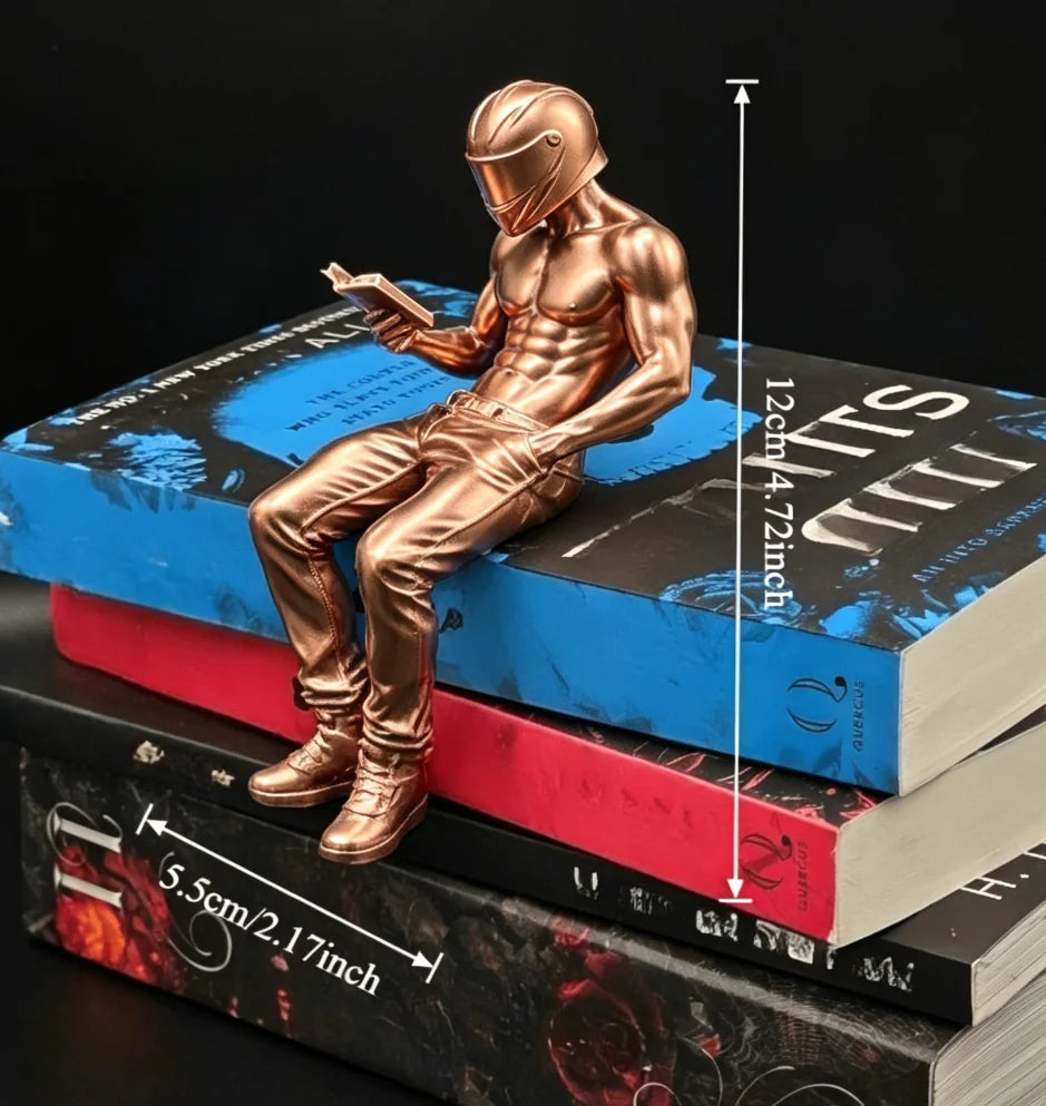 Motorcycle Muscle Reading Man Sitter Figurine Diy Customize Sexy Fitness Desktop Ornament Decor for Bookcase Decoration Men Gift Oasis Select Motorcycle man 3