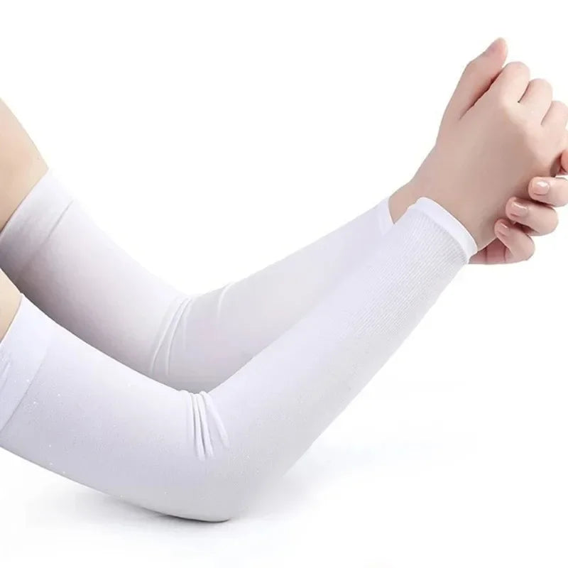 1/2pair Ice Silk Sun Protection Cuffs Gloves Sun Protection UV Protection Hand Protection Cover Anti Slip Summer Outdoor Cycling Oasis Select white-1pair