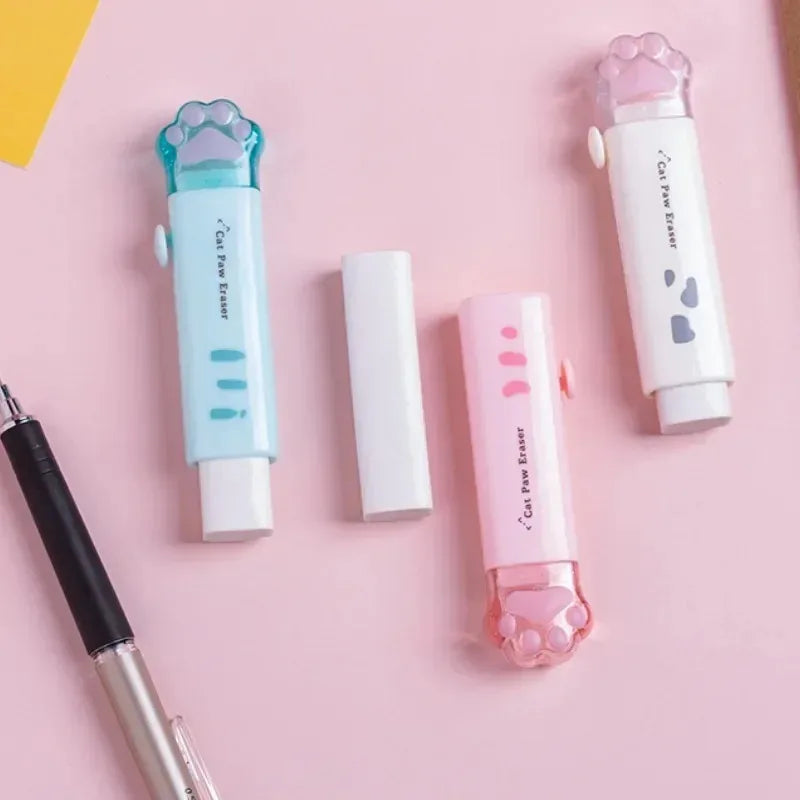 Eraser with retractable push-pull design, creative cartoon cat claw shape, student-specific stationery, portable eraser Oasis Select