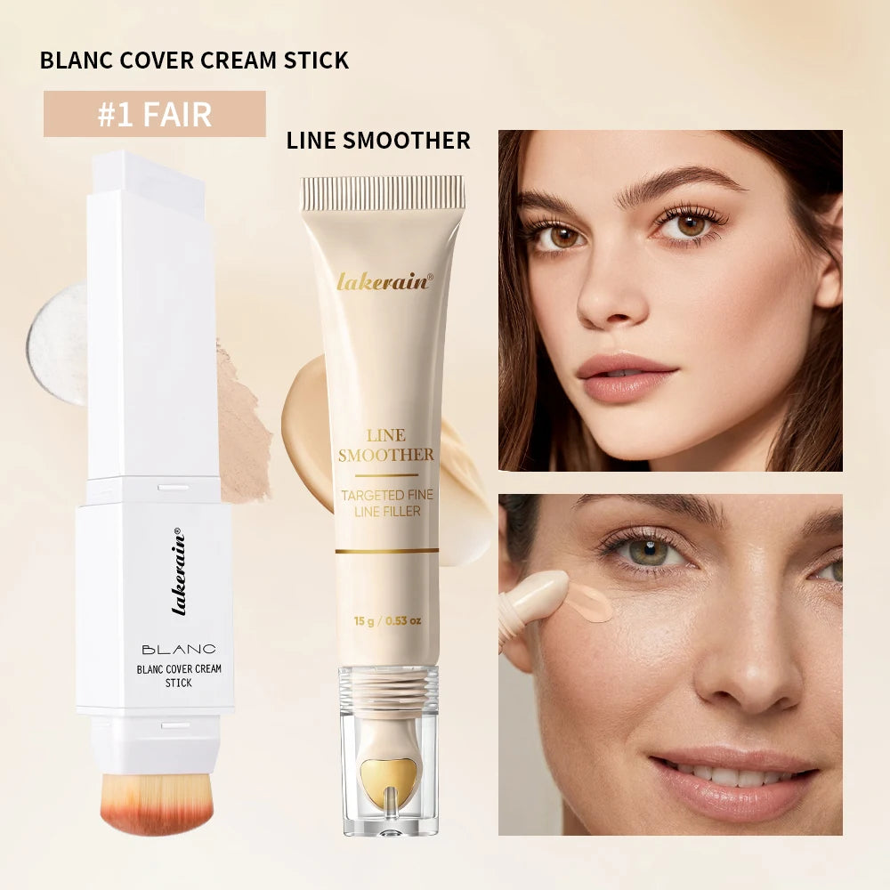 Line Smoother Targeted Fine Line Blurring Primer Wrinkles & Pores Subtly Tinted With Vitamin C & Niacinamide Korean Makeup Oasis Select SET 1