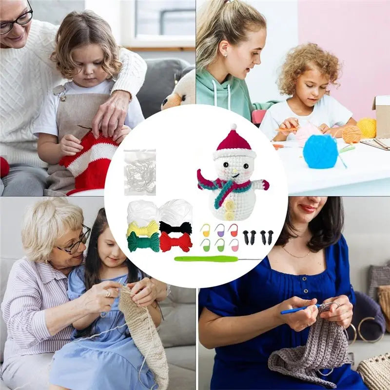 ~WISH Christmas Snowman Crochet Kits For Adults With Yarn Hook, Easy-To-Follow Craft Supplies Featuring Video Tutorials For Wome Oasis Select