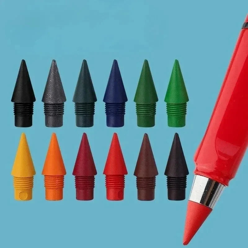 1/2set Kawaii 12 Colors Eternal Pencil No Ink Unlimited Pencils School Kids Art Painting Color Sketch Writing Stationery Oasis Select