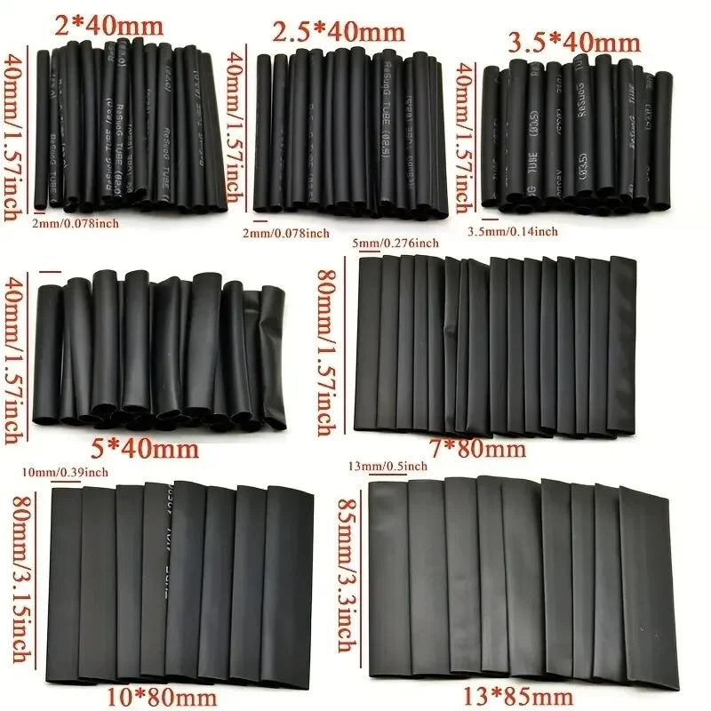 127Pcs/lot Black Heat Shrink Sleeving Set Thermoresistant Tube Shrink Wrapping Wire Cable Polyolefin Wrap Tubing Oasis Select