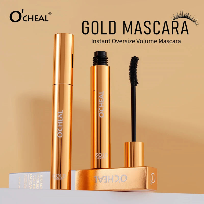 O'CHEAL Gold Mascara Balck Mascara 3D Silk Thick Curly Lengthen Eyelashes Quick-Dry Not Easy To Smudge Long-lasting Waterproof Oasis Select